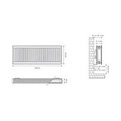 Flomasta Type 21 Double-Panel Plus Single Convector Radiator 300 x 1200mm White 3102BTU -Central Heating Radiators shop 186XP A4