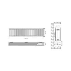 Flomasta Type 22 Double-Panel Double Convector Radiator 300 x 1400mm White 4523BTU -Central Heating Radiators shop 209XP A4