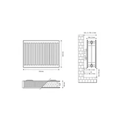 Flomasta Type 22 Double-Panel Double Convector Radiator 600 x 700mm White 4082BTU -Central Heating Radiators shop 275XP A4
