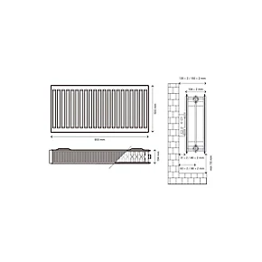 Flomasta Type 22 Double-Panel Double Convector Radiator 500 x 900mm White 4519BTU 5 Flomasta Type 22 Double-Panel Double Convector Radiator 500 x 900mm White 4519BTU - Image 5