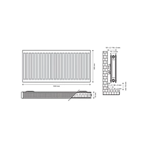 Flomasta Type 21 Double-Panel Plus Single Convector Radiator 600 x 1000mm White 4560BTU 5 Flomasta Type 21 Double-Panel Plus Single Convector Radiator 600 x 1000mm White 4560BTU - Image 5