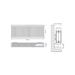 Flomasta Type 22 Double-Panel Double Convector Radiator 400 x 1000mm White 4155BTU 5 Flomasta Type 22 Double-Panel Double Convector Radiator 400 x 1000mm White 4155BTU - Image 5