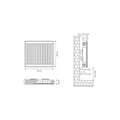 Flomasta Type 11 Single-Panel Single Convector Radiator 500 x 700mm White 1941BTU -Central Heating Radiators shop 495XP A4