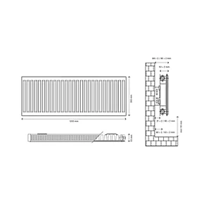 Flomasta Type 11 Single-Panel Single Convector Radiator 300 x 1200mm White 2130BTU 5 Flomasta Type 11 Single-Panel Single Convector Radiator 300 x 1200mm White 2130BTU - Image 5