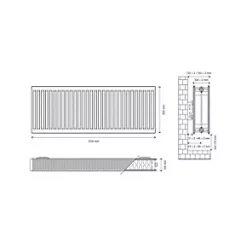 Flomasta Type 22 Double-Panel Double Convector Radiator 600 x 1200mm White 6998BTU -Central Heating Radiators shop 612XP A4