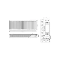 Flomasta Type 22 Double-Panel Double Convector Radiator 500 x 1100mm White 5523BTU -Central Heating Radiators shop 664XP A4
