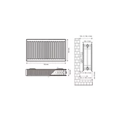 Flomasta Type 22 Double-Panel Double Convector Radiator 500 x 700mm White 3515BTU -Central Heating Radiators shop 674XP A4