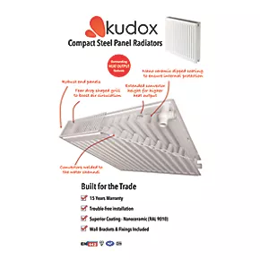 Kudox Premium Type 22 Double-Panel Double Convector Radiator 600 x 900mm White 5406BTU 6 Kudox Premium Type 22 Double-Panel Double Convector Radiator 600 x 900mm White 5406BTU - Image 6