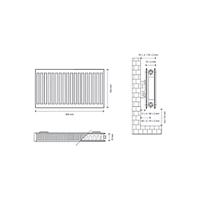 Flomasta Type 21 Double-Panel Plus Single Convector Radiator 500 x 800mm White 3136BTU 5 Flomasta Type 21 Double-Panel Plus Single Convector Radiator 500 x 800mm White 3136BTU - Image 5
