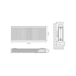 Flomasta Type 22 Double-Panel Double Convector Radiator 600 x 1100mm White 6415BTU -Central Heating Radiators shop 767XP A4
