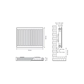 Flomasta Type 11 Single-Panel Single Convector Radiator 600 x 700mm White 2271BTU 5 Flomasta Type 11 Single-Panel Single Convector Radiator 600 x 700mm White 2271BTU - Image 5