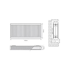 Flomasta Type 22 Double-Panel Double Convector Radiator 600 x 1000mm White 5832BTU 5 Flomasta Type 22 Double-Panel Double Convector Radiator 600 x 1000mm White 5832BTU - Image 5