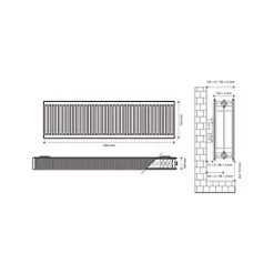 Flomasta Type 22 Double-Panel Double Convector Radiator 500 x 1400mm White 7030BTU -Central Heating Radiators shop 888XP A4